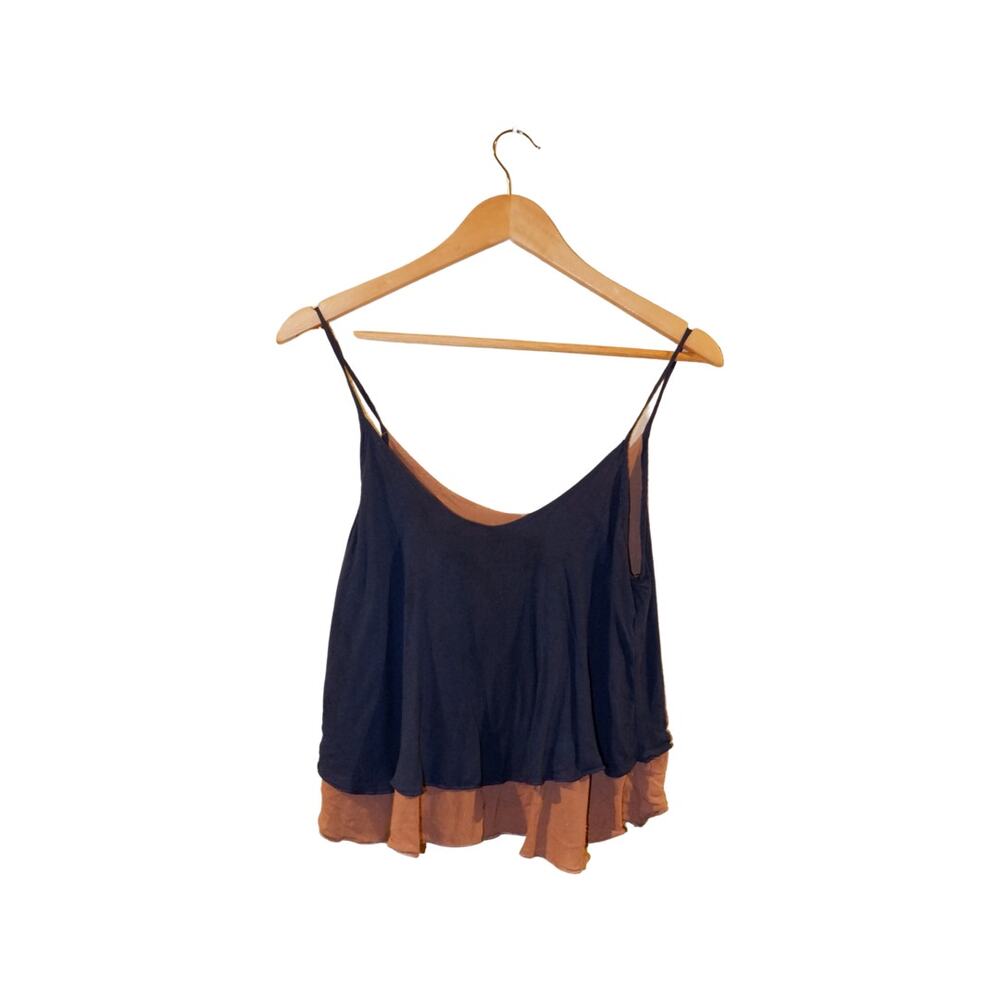 Papaya blue and beige tank top